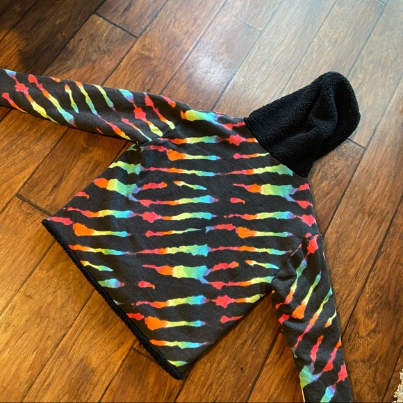 Like New VS Rainbow Black Reversible Sherpa Hoodie M - Picture 5 of 5